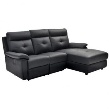 Sofá rinconera derecho relax de piel negra VINETA