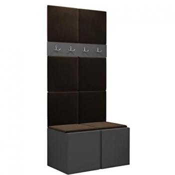 Conjunto de Recibidor Hartford 267 - Muebles de Aglomerado Laminado con Tapiz, Dimensiones 84 x 186 x 45.6 cm, Montaje en Pared, Color Grafito y Marrón