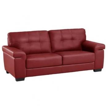 Sofá 3 plazas de piel Hazel - Rojo - Confort suave - Diseño contemporáneo