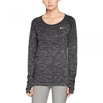 Nike W Nk Df Knit Ls Camiseta de Manga Larga, Mujer, Negro
