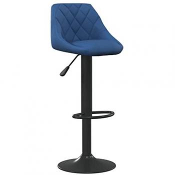 Taburete de cocina de terciopelo azul moderno ajustable para bar, casa, bistró y restaurante