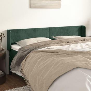 Cabecero de terciopelo verde oscuro 183x16x78/88 cm