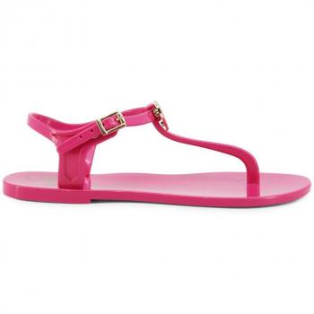 Love Moschino Flat Sandals - Female, Pink, Size: 7 US, Rubber Ankle Strap Flip Flops (JA16011G1GI37)