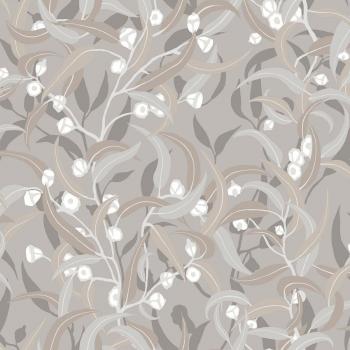 Papel Pintado Vinílico Botánico Floral Gris Saracene Amalfi Saint Honore