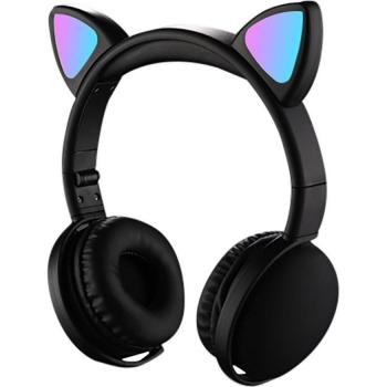 Auriculares Plegables Oreja de Gato con Bluetooth 5.0, Luz LED, Ajustables, Con Micrófono y Enchufe de 3.5mm