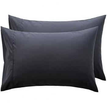 Bedsure Funda Almohada 50x75 cm de Microfibra - Juego de 2 Fundas Almohadas 75x50 Transpirable Suave Antiarrugas, Gris Oscuro, sin Cremallera, 2 Unidades