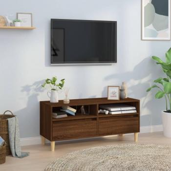 Mueble para TV de madera contrachapada en color roble marrón, dimensiones 100x34,5x44,5 cm, fabricado en madera multicapa