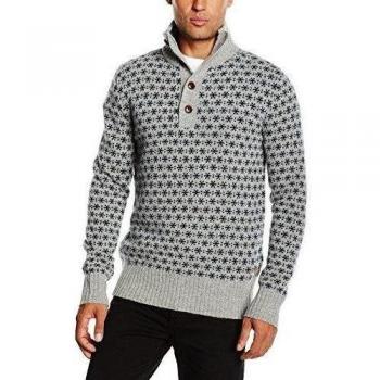 GANT W. LAMBSWOOL SNOWFLAKE MOCK NECK-Jersey Hombre,  
 Gris