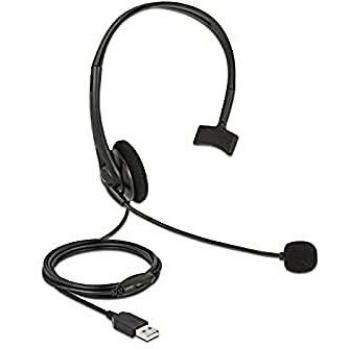 Auriculares USB Mono Delock 27177 con Control de Volumen, Ultra Livianos para PC y Notebook