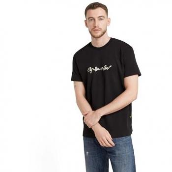 Camiseta G-Star G-Script Regular de Hombre en Negro Dk Black