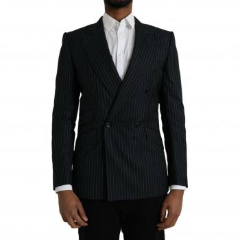 Dolce & Gabbana Black Stripe Double Breasted Coat Blazer - IT46 | S
