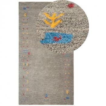 Alfombra Gabbeh de lana multicolor 80 x 150 cm rectangular con patrón geométrico hecho a mano