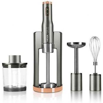 HAEGER Super Set - Conjunto Batidora de Mano con 800W de Potencia, picadora, batidora de Mano, pasapurés y batidora amassadora, con Base de Almacenamiento y Hoja de Titanio 5 cm