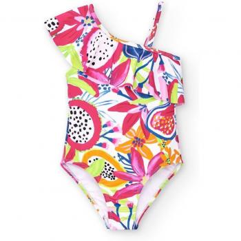 Bañador de niña asimétrico Tuc Tuc con estampado Acid Bloom
