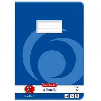 Cuaderno Herlitz A4, 16 hojas, 80g, raya 21, FSC Mix, diseño espiral azul