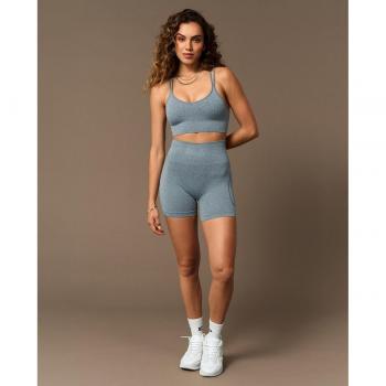 Biker de mujer sin costuras y tejido reciclado Believe Athletics Ether High Waist Short Leggings Gris XS-S