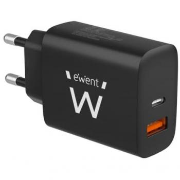 Cargador de Pared Rápido USB-C y USB-A QC3.0 20W Negro
