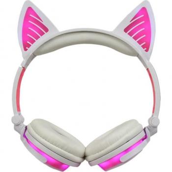 Auriculares Inalámbricos Bluetooth Plegables con Orejas de Gato Parpadeantes y Luz LED para Niños - Headset Gamer Holyhah