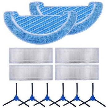 KEEPOW Recambios para Cecotec Conga Excellence 1090 Robot Aspiradora, Material Premium, Pack Familiar de 4 Filtros 3 Pares Cepillos Laterales + 2 Mopas