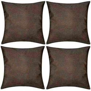 vidaXL 4 Fundas Blancas para Cojines de imitación de Lino Dimensiones 50x50 cm