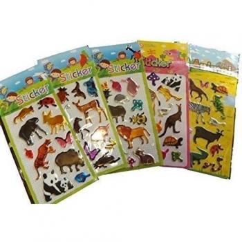 5 x hojas pequeñas de pegatinas de animales del zoológico para niños y niñas