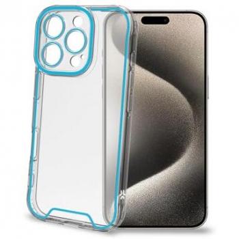 Funda Transparente Iluminada para iPhone 16 Pro con Bordes Azules - Celly