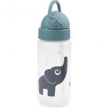 Botella con pajita Done By Deer Elphee Azul - Libre de BPA y diseño adorable