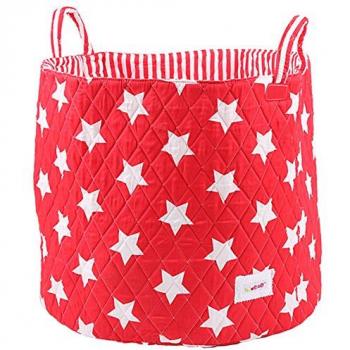 Minene Cesta de Tela Estrellas Rojo, Mimbre