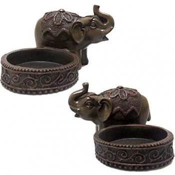 Portavelas de Elefante Efecto Madera Peace of the East