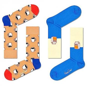 Happy Socks 2-Pack Monday Morning Multicolor Gift Set - Unisex Fashion Socks Size 41-46