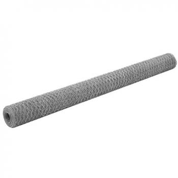 vidaXL Chicken Wire Fence Galvanised Steel 25x1.5 m Silver