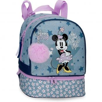 Disney Kids' Minnie Style 28cm Backpack with Blue Lunch Compartment - Polyester Construction