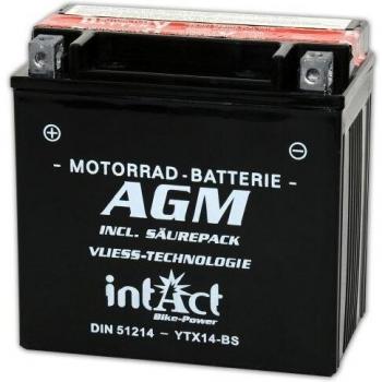 Batería AGM Intact YTX14-BS 12V 12Ah Sin Mantenimiento para Motocicleta