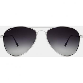 Polar 664 Silver Metal Aviator Sunglasses for Men with Polarized Lenses