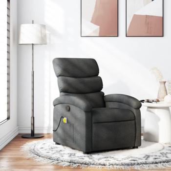 Sillón de masaje reclinable de tela gris claro, gris oscuro y negro - Sillón cómodo para dormitorio, silla relax, sillón sofá