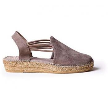 Alpargatas de cuña para mujer Toni Pons Nuria en ante con elásticos - Taupe, 41 EU