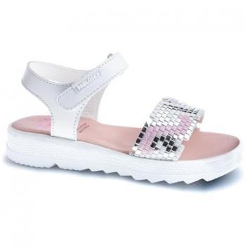 Sandalia Abierta de Piel para Niña Pablosky 431100 con Cierre Adherente - Color Blanco, Talla 26 EU