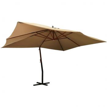 Sombrilla lateral voladiza con poste de madera 400x300 cm Tortorora Gris Topo