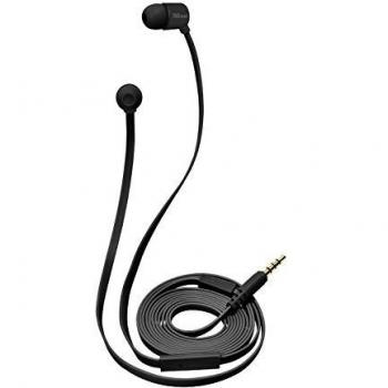 Auriculares In-Ear Trust Duga en Negro con Micrófono Integrado y Cable Plano Anti-Enredos, Incluye Almohadillas de 3 Tamaños