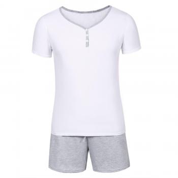 Hawiton Pijama Hombre Verano Corto de Algodón con Pantalón, Simple y Generoso