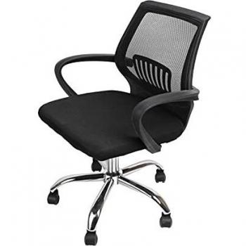Cambridge Silla giratoria para estudio despacho o escritorio con ruedas, ideal para teletrabajo. Silla de oficina giratoria con gas cromada mecanismo basculante , tela negra