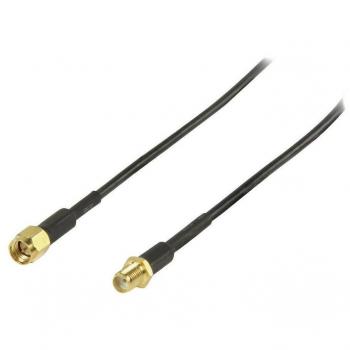 Cable de Antena SMA Macho - SMA Hembra 5m Chapado en Oro 50 Ohmios Apantallado Individualmente Negro