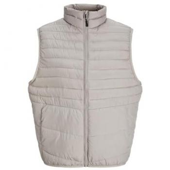 Jack & Jones Packable Puffer Vest with Stand Collar, Model 'STATE', Size S - Men - Beige