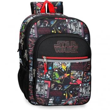 Mochila Escolar Star Wars Galactic Team de Joumma Bags, 30 cm x 40 cm x 13 cm, Dos Compartimentos, Bolsillos Frontales, Fabricada en Poliéster, Color Negro