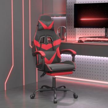 Silla Gaming Giratoria con Reposapiés Cuero Sintético Negro y Rojo Vidaxl