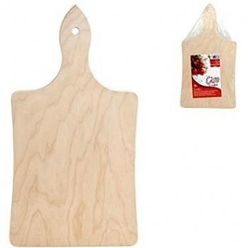 HOME-Tabla de Cortar Madera 'Classico'con Mango de Madera, Color Beige