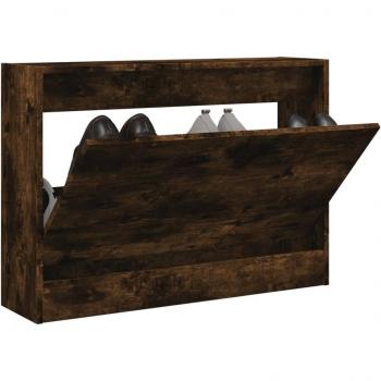 Zapatero Armario Estantería de Madera de Ingeniería Color Gris Hormigón, Blanco y Gris Sonoma 80x21x57 cm Marrón