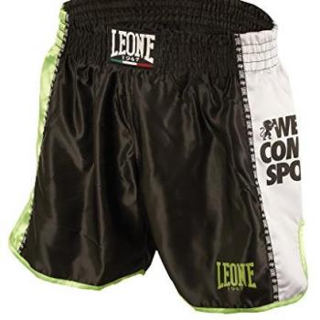 Pantalón corto Leone 1947 Training negro blanco verde - XXL, Pantalones cortos Kick-thai Unisex adulto, Negro, 2XL Hombre