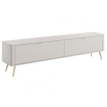 Mueble TV ELONARIA de Pascal Morabito - 2 puertas en MDF - Beige y dorado