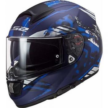 LS2 Casco de moto FF397 VECTOR FT2 STENCIL MATT BLUE, Negro/Azul, M